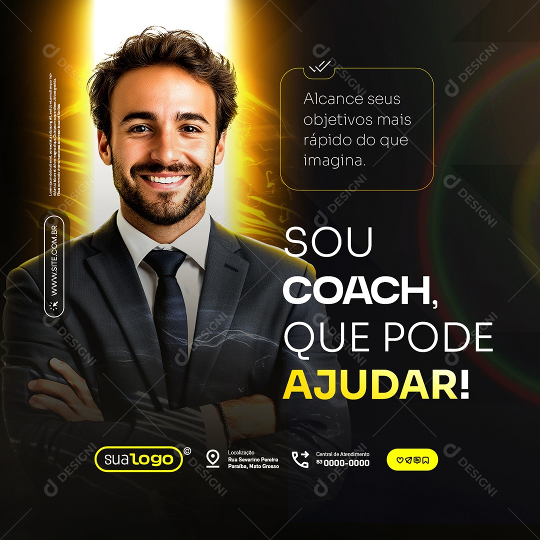 Coaching Sou Coach Que Pode Ajudar Social Media PSD Editável