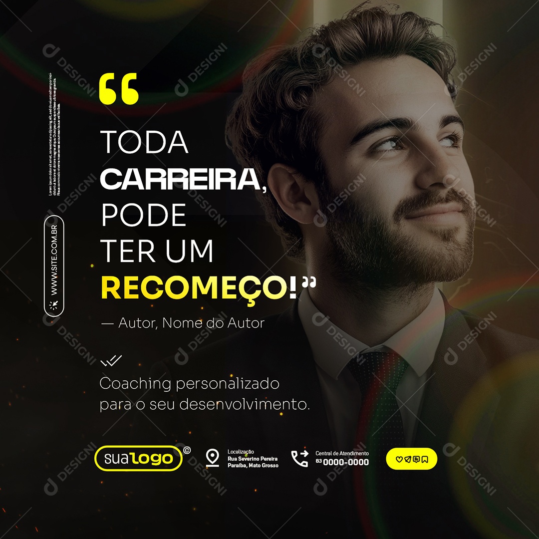 Coaching Toda Carreira Pode Ter um Recomeço Social Media PSD Editável