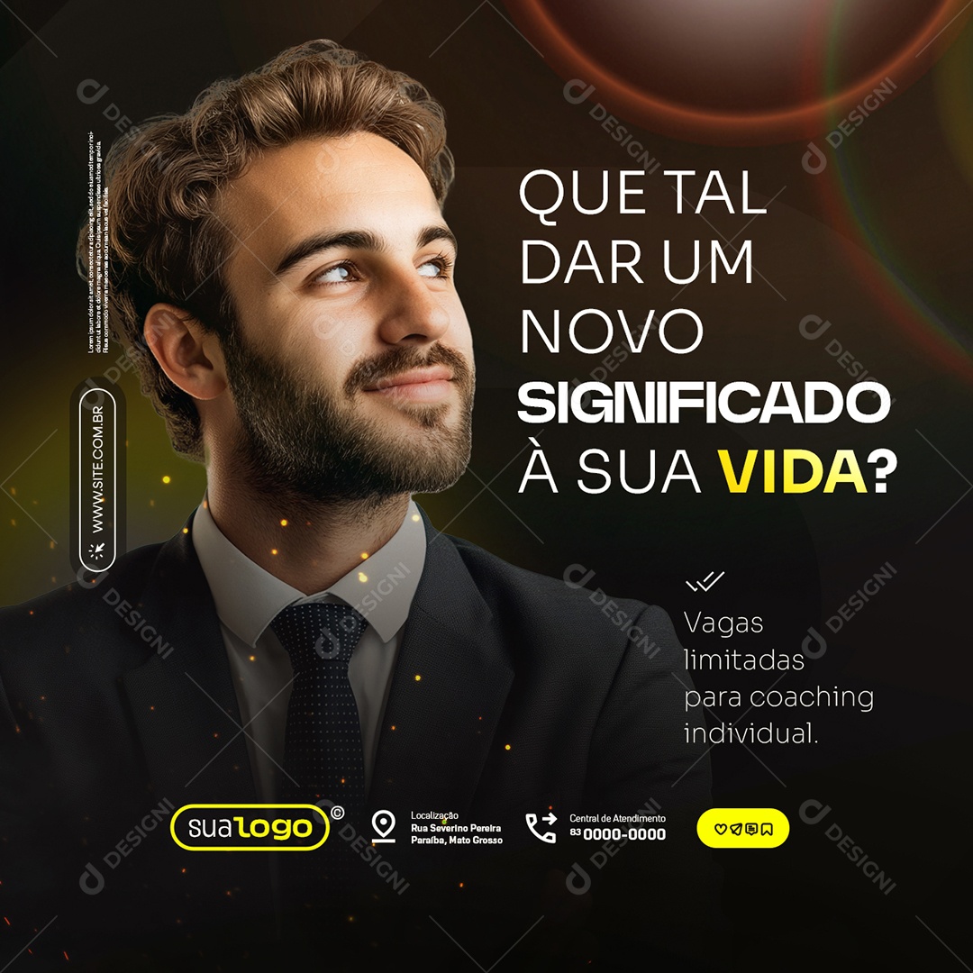 Coaching Que Tal Dar um Novo Significado à Sua Vida Social Media PSD Editável