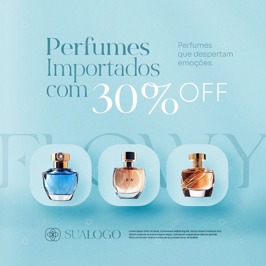 Perfumes Importados com 30% Off Social Media PSD Editável