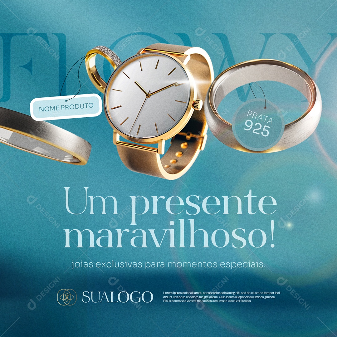 Importados Relógio Anel Um Presente Maravilhoso Social Media PSD Editável