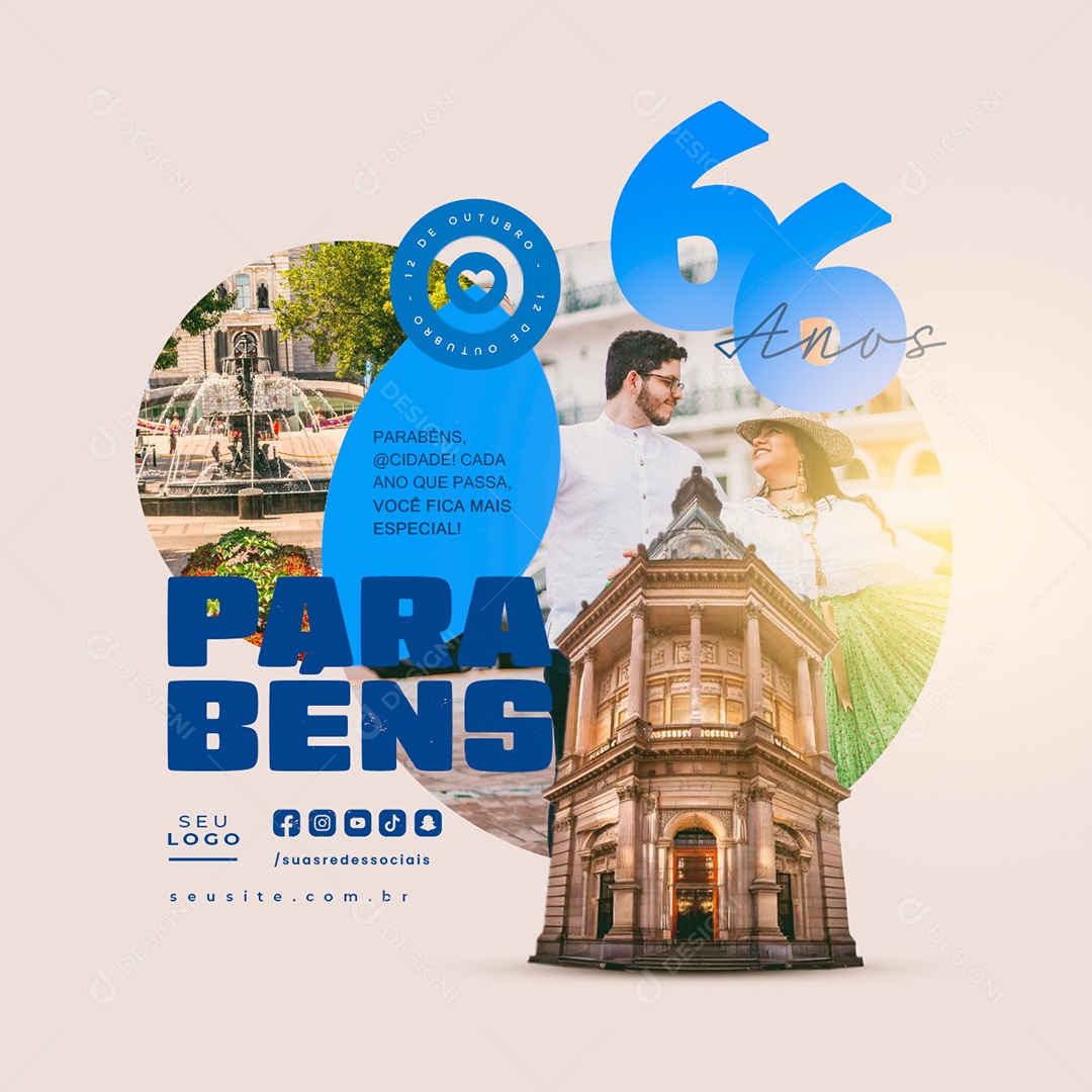 Aniversário Parabéns Cidade Social Media PSD Editável