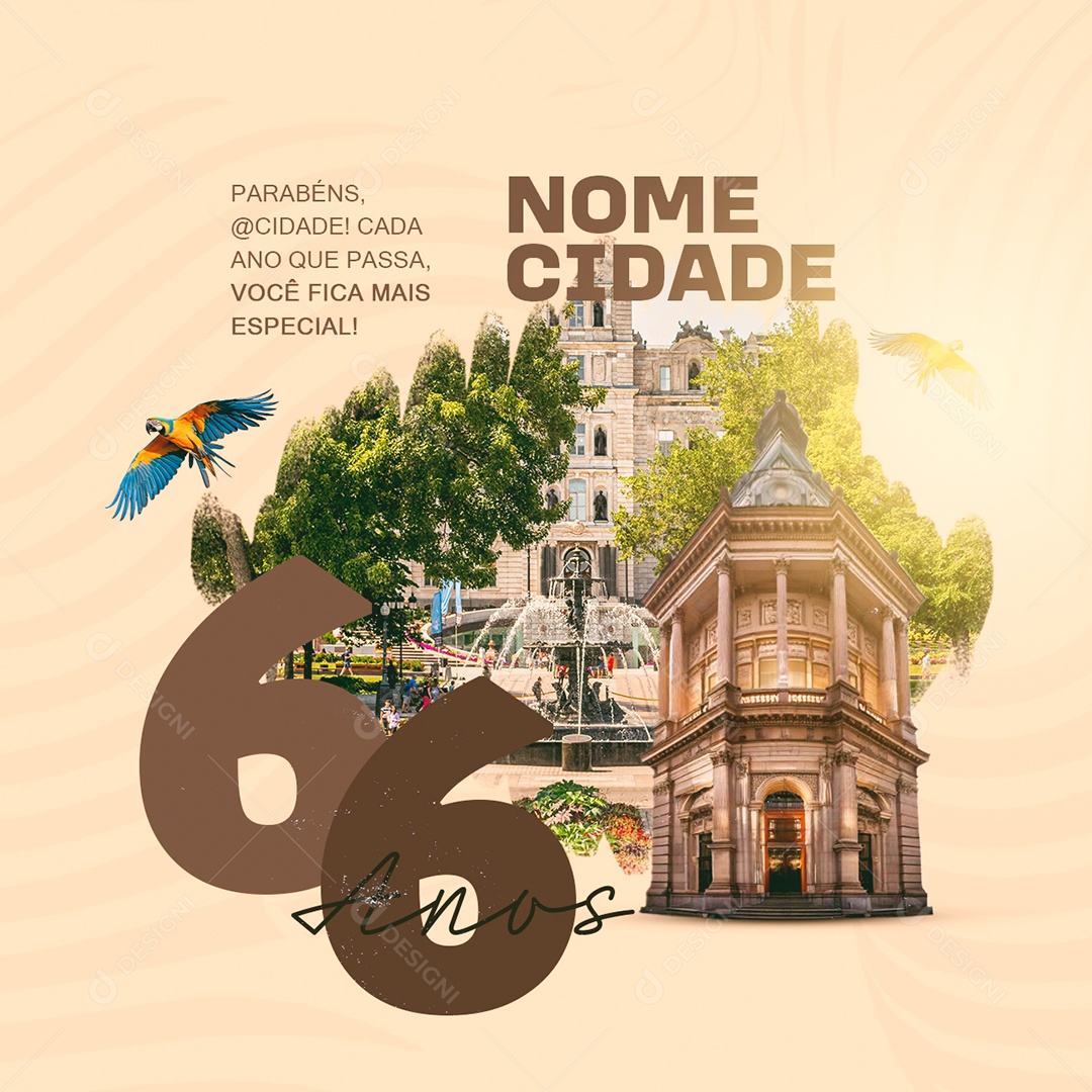 Aniversário Parabéns Cidade Social Media PSD Editável