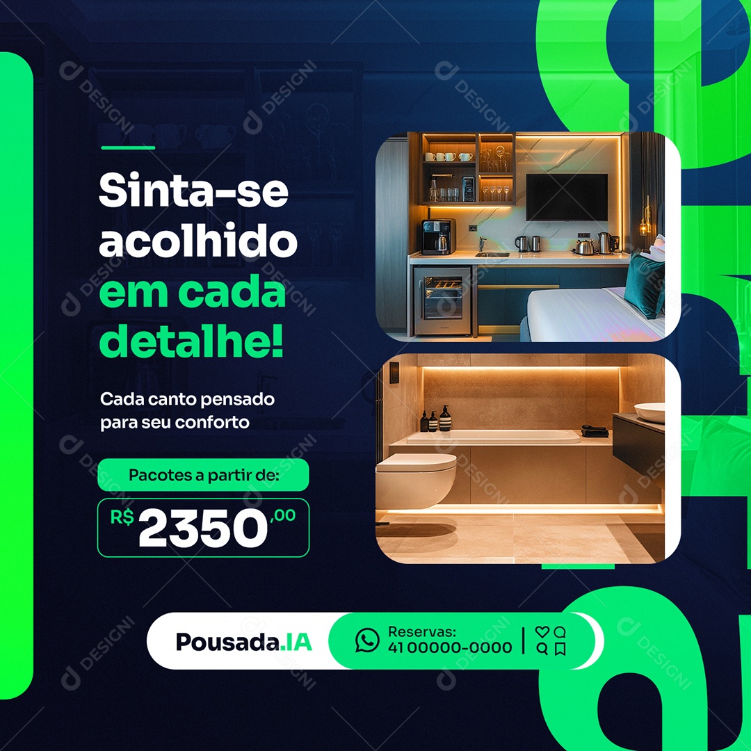 Pousada Sinta-Se Acolhido em Cada Detalhe Social Media PSD Editável