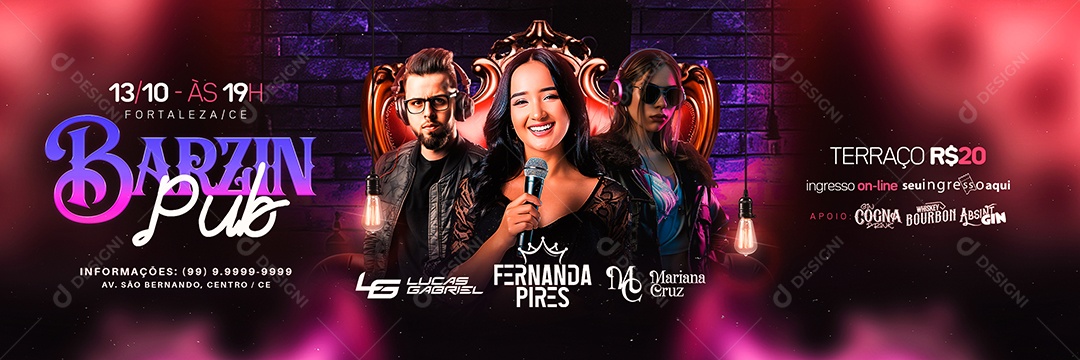 Carrossel Flyer Barzin Pub Social Media PSD Editável