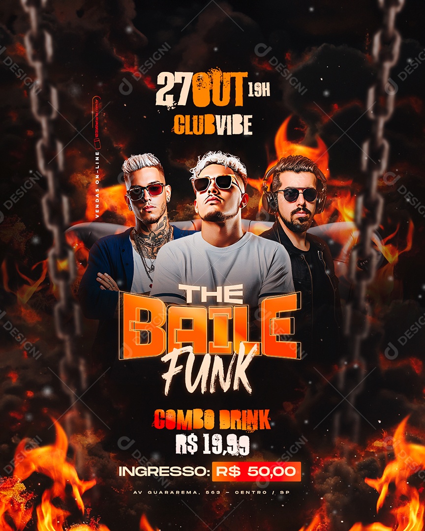 Flyer The Baile Funk Social Media PSD Editável
