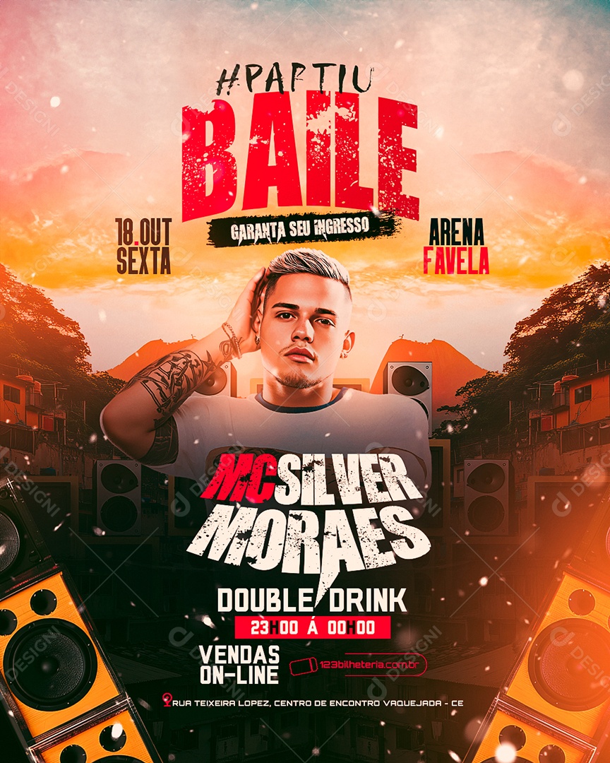 Flyer Partiu Baile Social Media PSD Editável