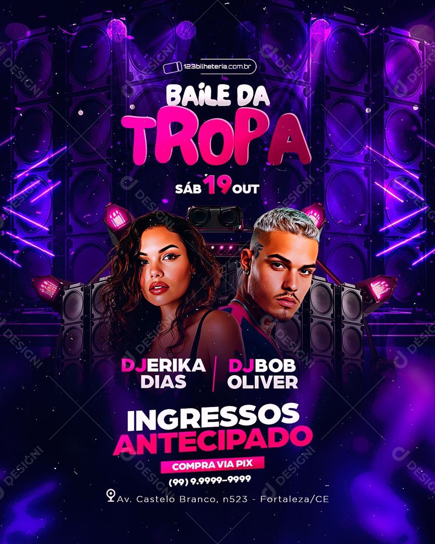 Flyer Baile da Tropa Social Media PSD Editável
