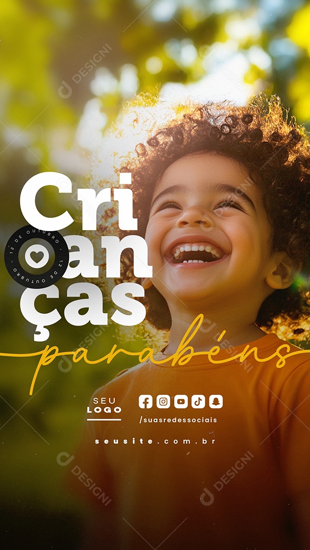 Story Dia das Crianças 12 de Outubro Parabéns Social Media PSD Editável