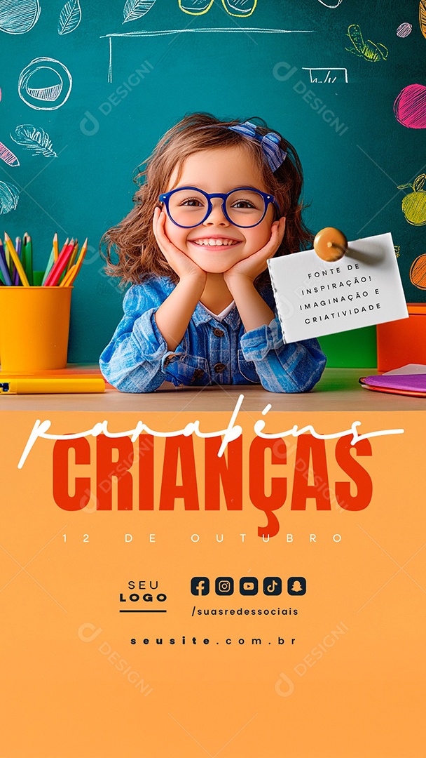 Story Dia das Crianças 12 de Outubro Parabéns Social Media PSD Editável
