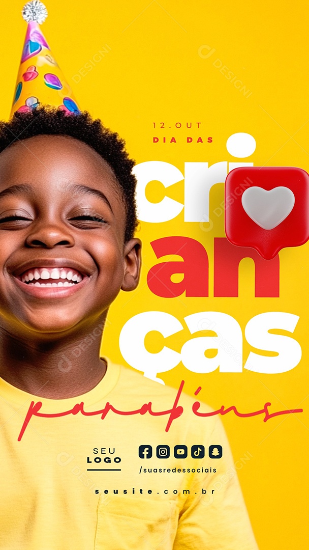 Story Dia das Crianças 12 de Outubro Parabéns Social Media PSD Editável