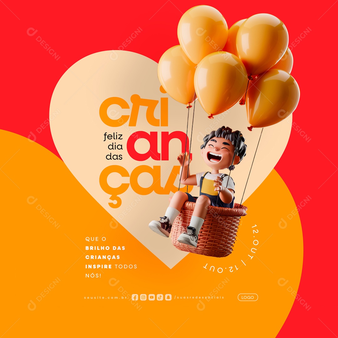 Feliz Dia das Crianças 12 de Outubro Social Media PSD Editável