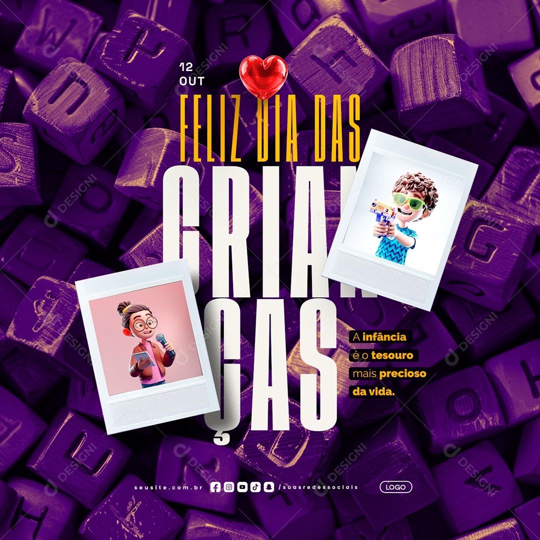 Social Media Feliz Dia das Crianças 12 de Outubro PSD Editável