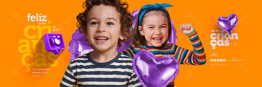 Carrossel Feliz Dia Das Crianças 12 de Outubro Social Media PSD Editável