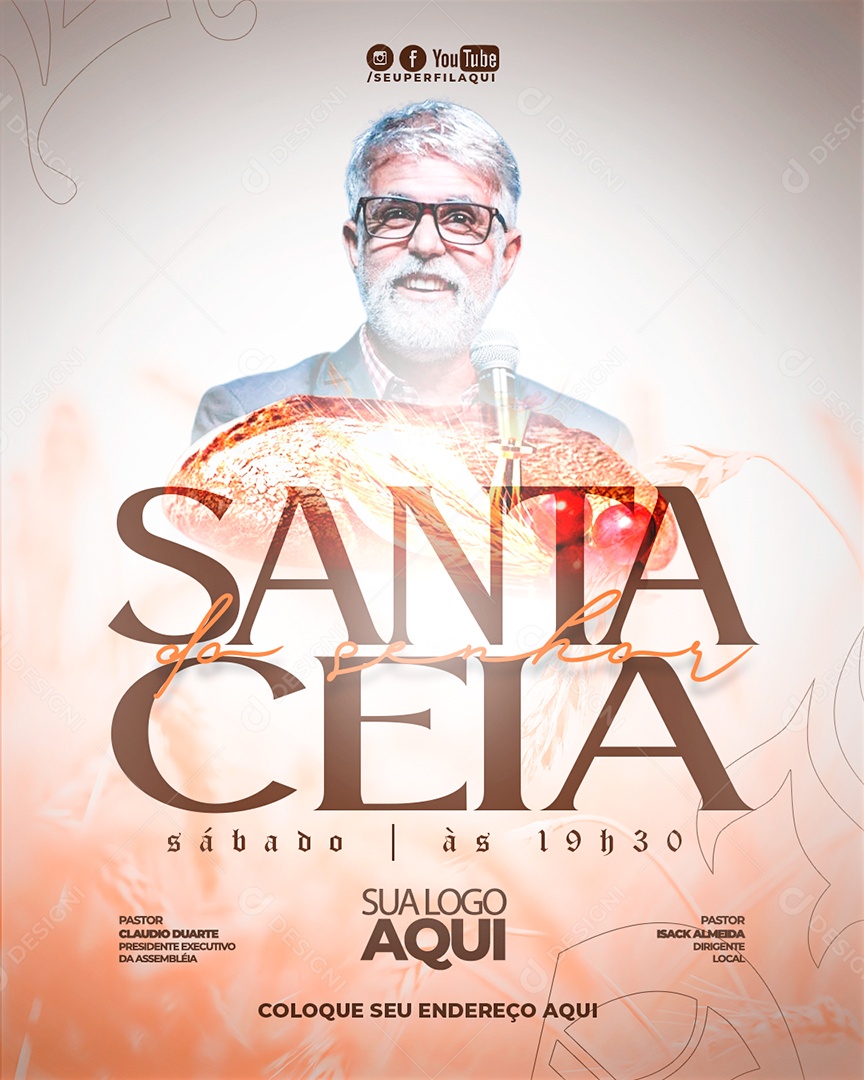 Feed Flyer Gospel Santa Ceia Social Media PSD Editável