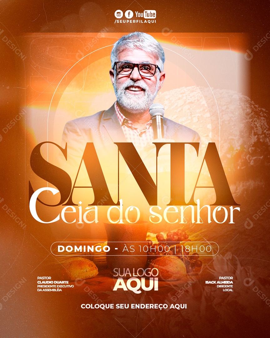 Feed Flyer Gospel Santa Ceia Social Media PSD Editável