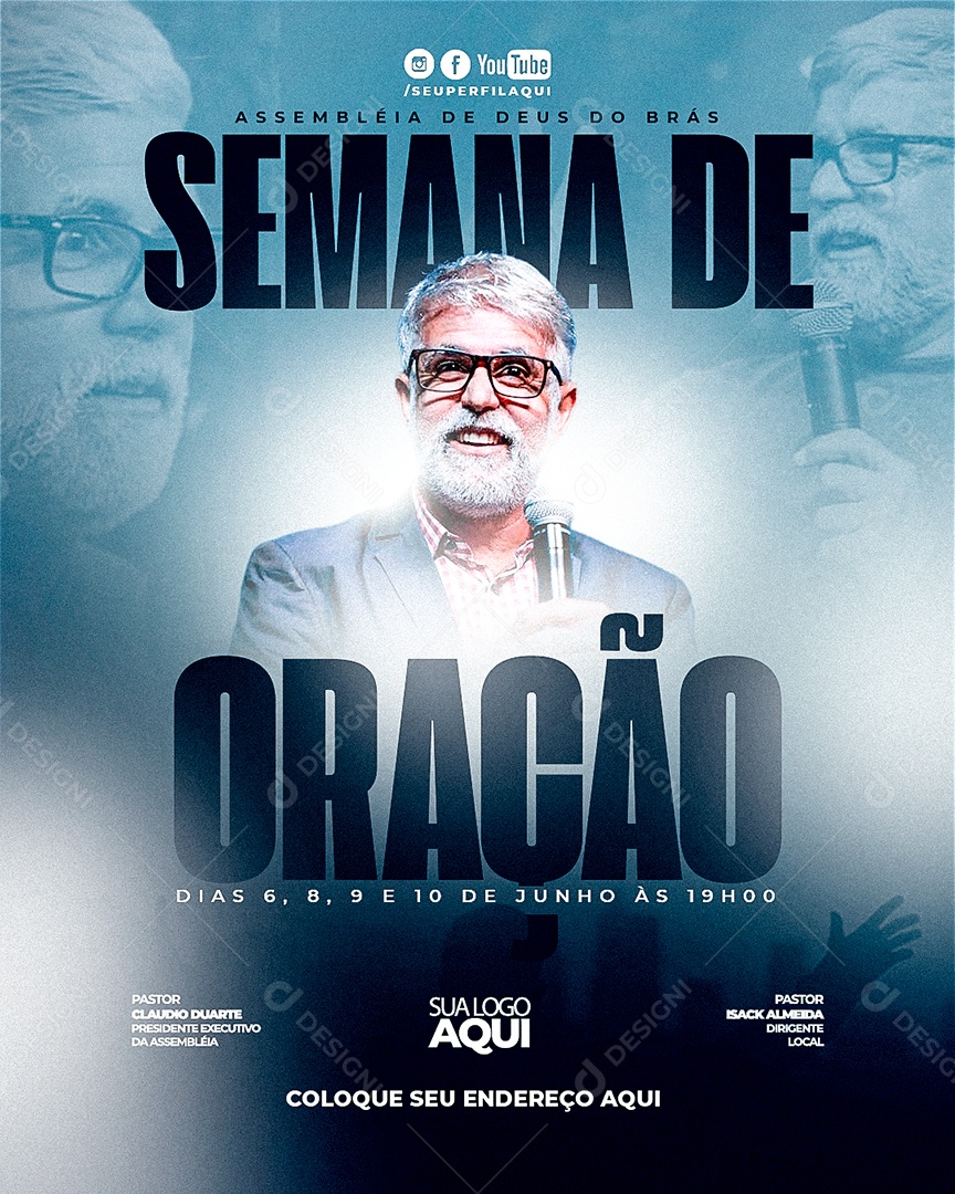 Feed Flyer Gospel Semana De Oração Social Media PSD Editável