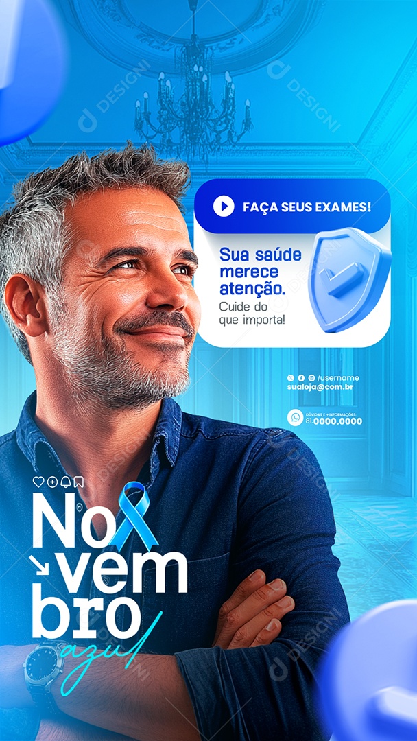 Novembro Azul Mês da Prevenção Contra o Câncer de Próstata Social Media PSD Editável