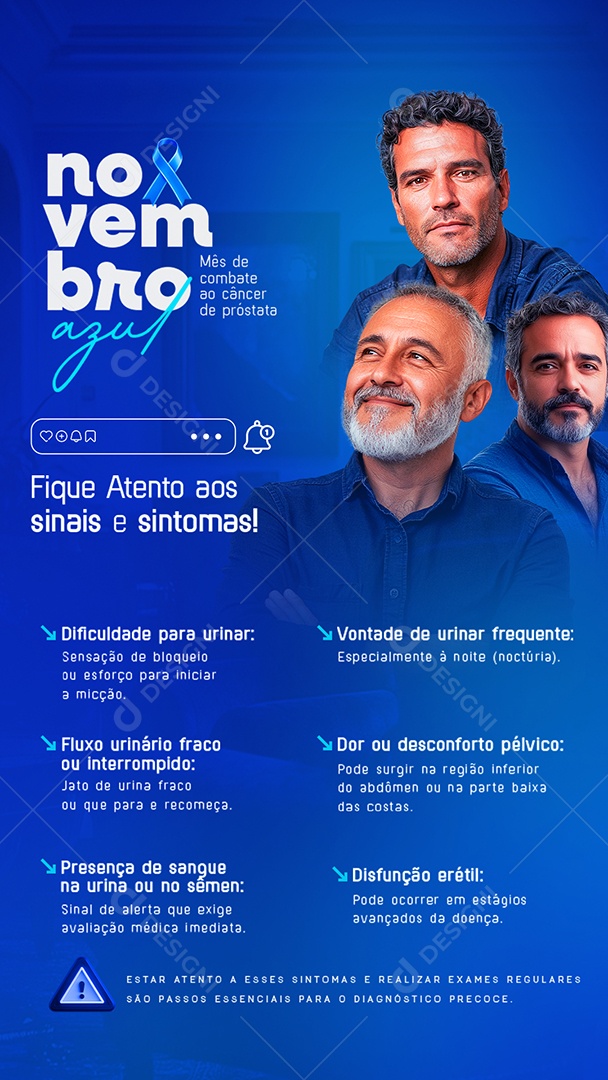 Novembro Azul Mês da Prevenção Contra o Câncer de Próstata Social Media PSD Editável