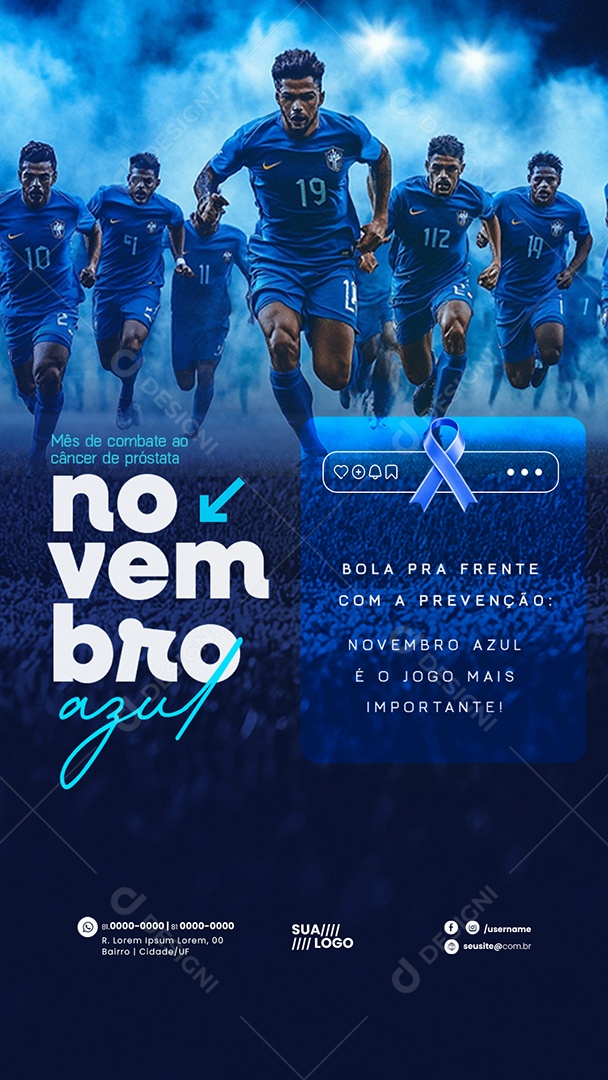 Story Novembro Azul Bola Pra Fente Com a Prevenção Social Media PSD Editável