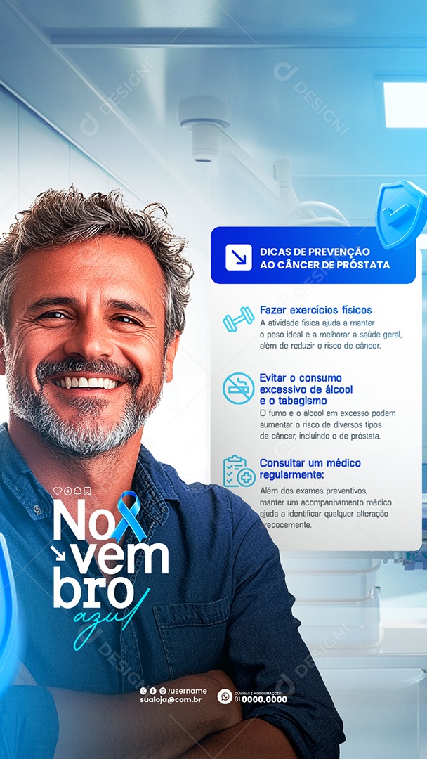 Story Novembro Azul Dica de Prevenção de Próstata Social Media PSD Editável