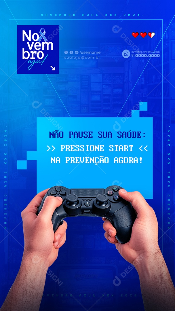 Novembro Azul Não Pause Sua Saúde Social Media PSD Editável