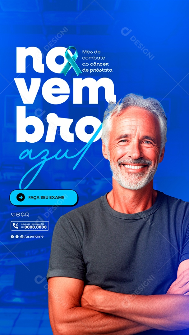 Story Novembro Azul Mês da Prevenção Contra o Câncer de Próstata Social Media PSD Editável