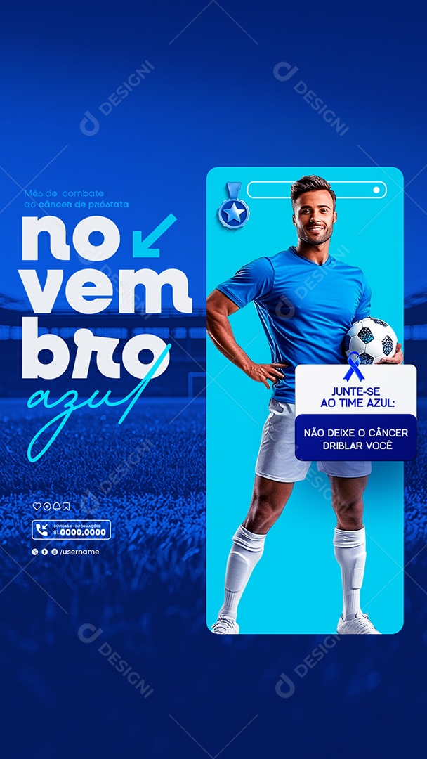 Story Novembro Azul Não Deixe o Câncer Dribla Você Social Media PSD Editável