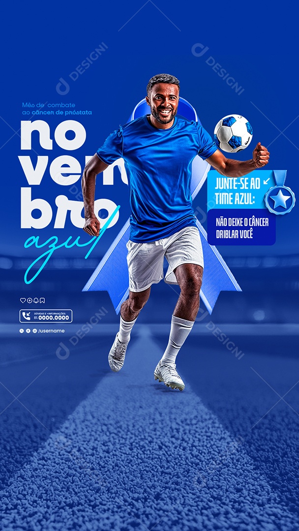 Story Novembro Azul Mês da Prevenção Contra o Câncer de Próstata Social Media PSD Editável
