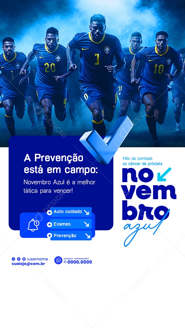 Story Novembro Azul Mês de Combate ao Câncer de Próstata Social Media PSD Editável