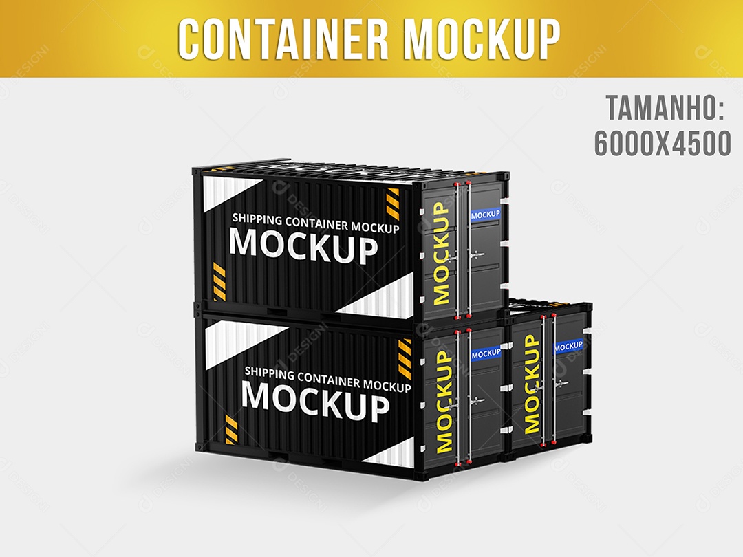 Mockup De Três Containers Preto PSD Editável