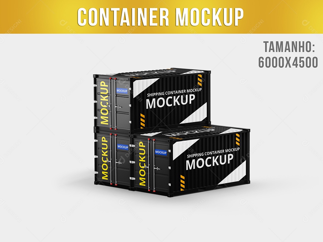 Mockup De Três Containers Preto PSD Editável