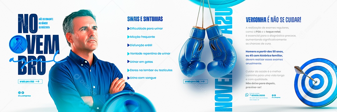 Carrossel Novembro Azul Mês de Conscientização Social Media PSD Editável