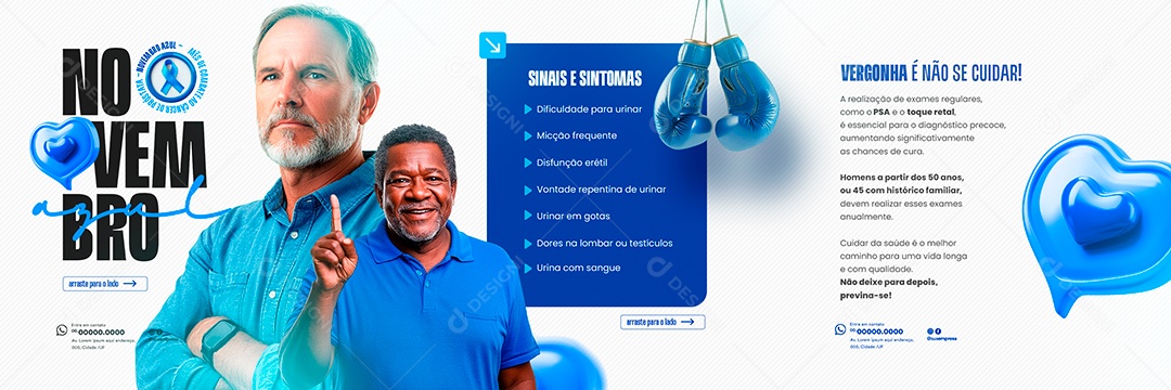 Carrossel Novembro Azul a Luta Pela Prevenção Não Para Social Media PSD Editável