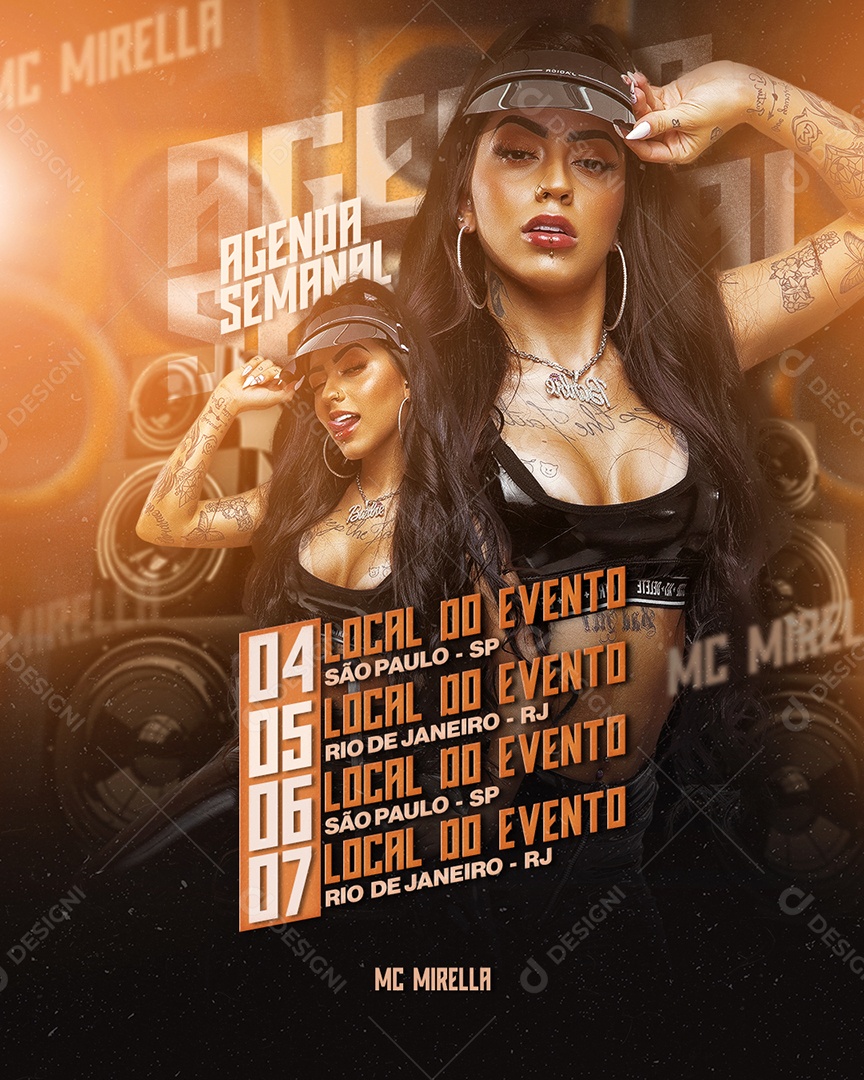 Feed Flyer Agenda Semanal Social Media PSD Editável