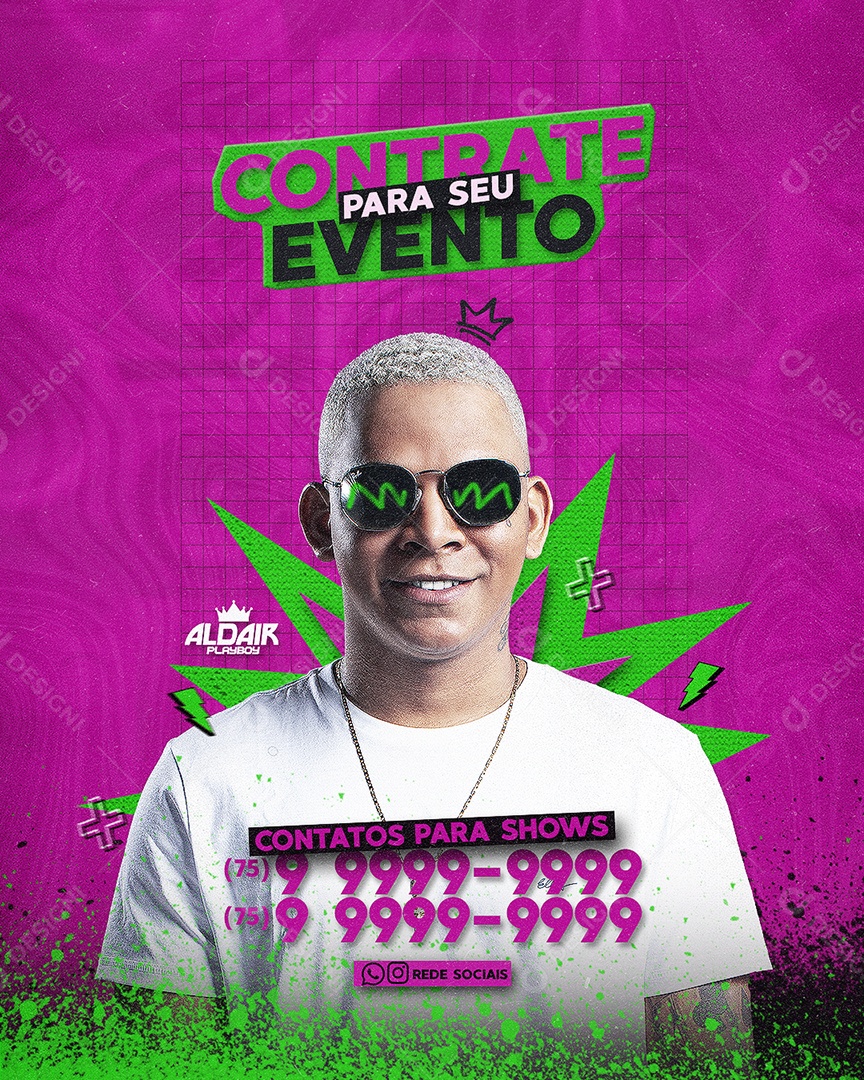 Feed Flyer Agenda Contrate Para Seu Evento Social Media PSD Editável