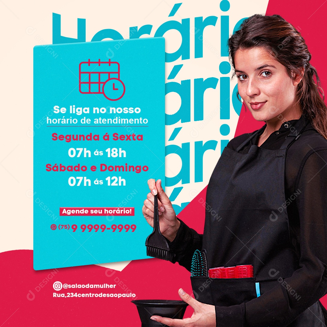 Estruturação de Redes Horários de Atendimento Social Media PSD Editável