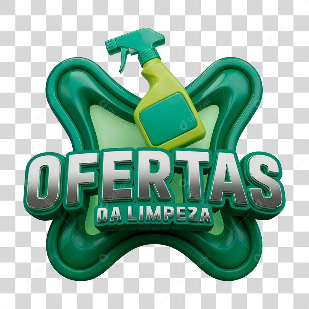Selo 3D Ofertas da Limpeza Para Composição PSD