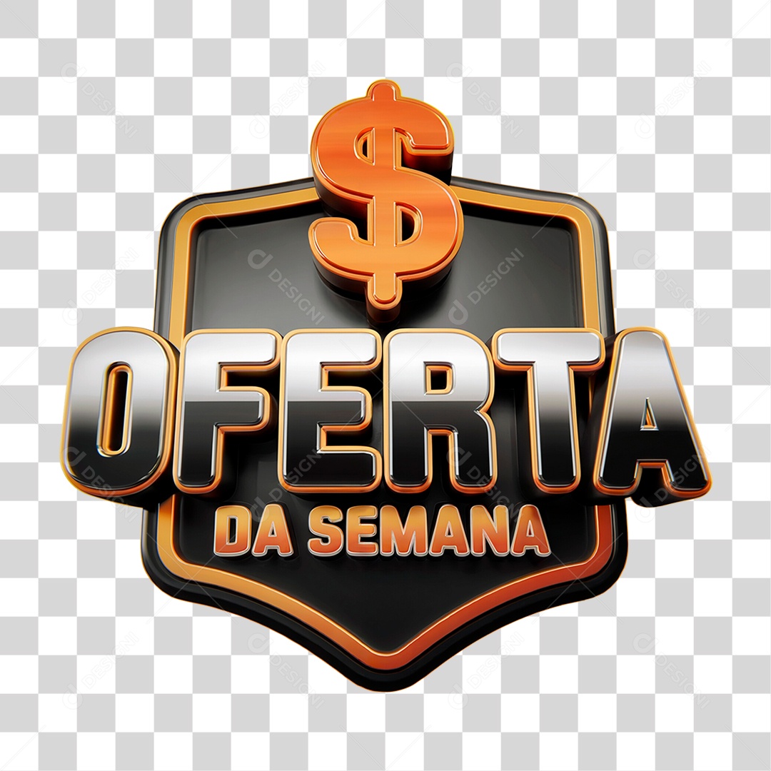 Selo 3D Ofertas da Semana Para Composição PNG Transparente