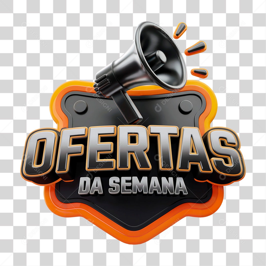 Selo 3D Ofertas da Semana Para Composição PNG Transparente