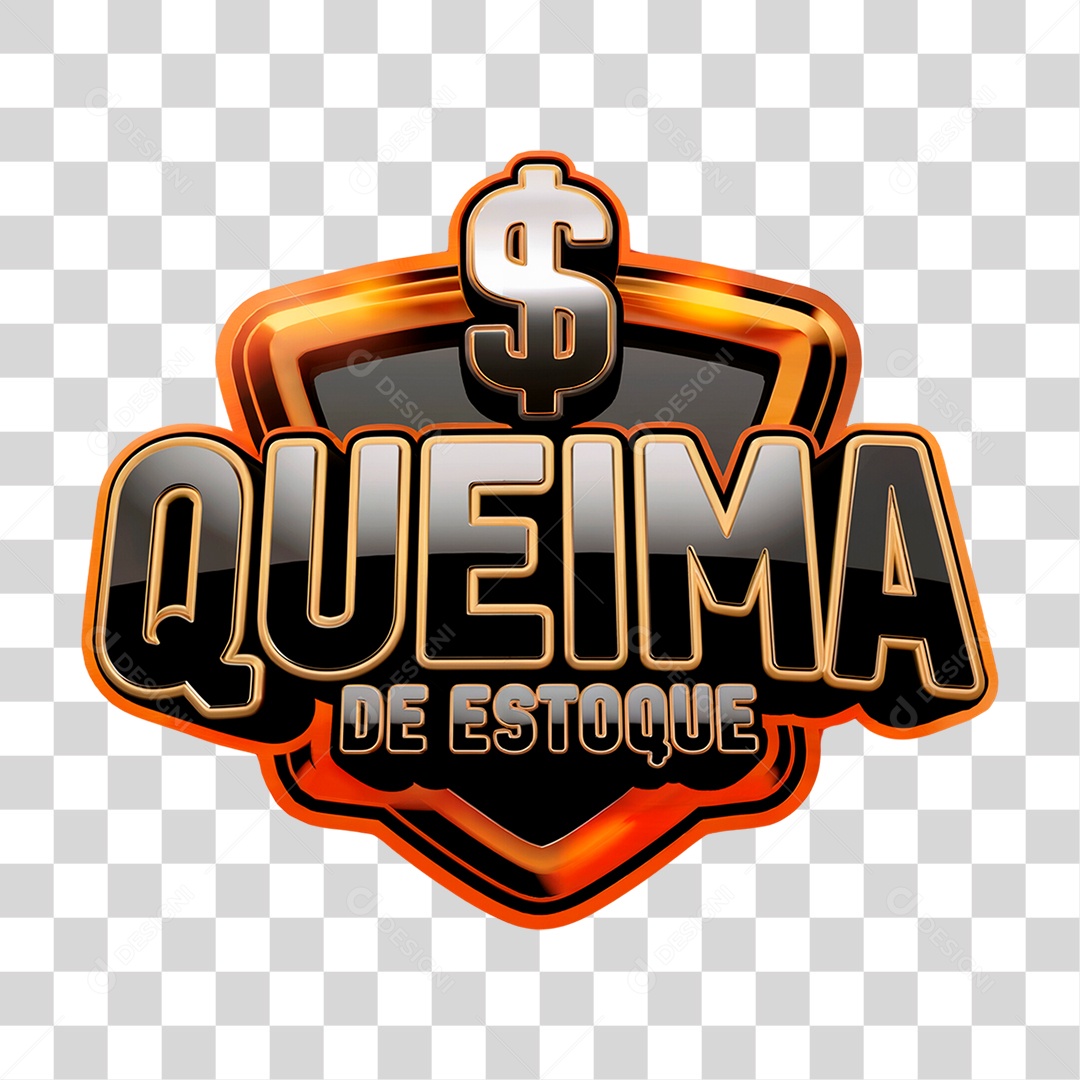 Selo 3D Queima de Estoque PNG Transparente