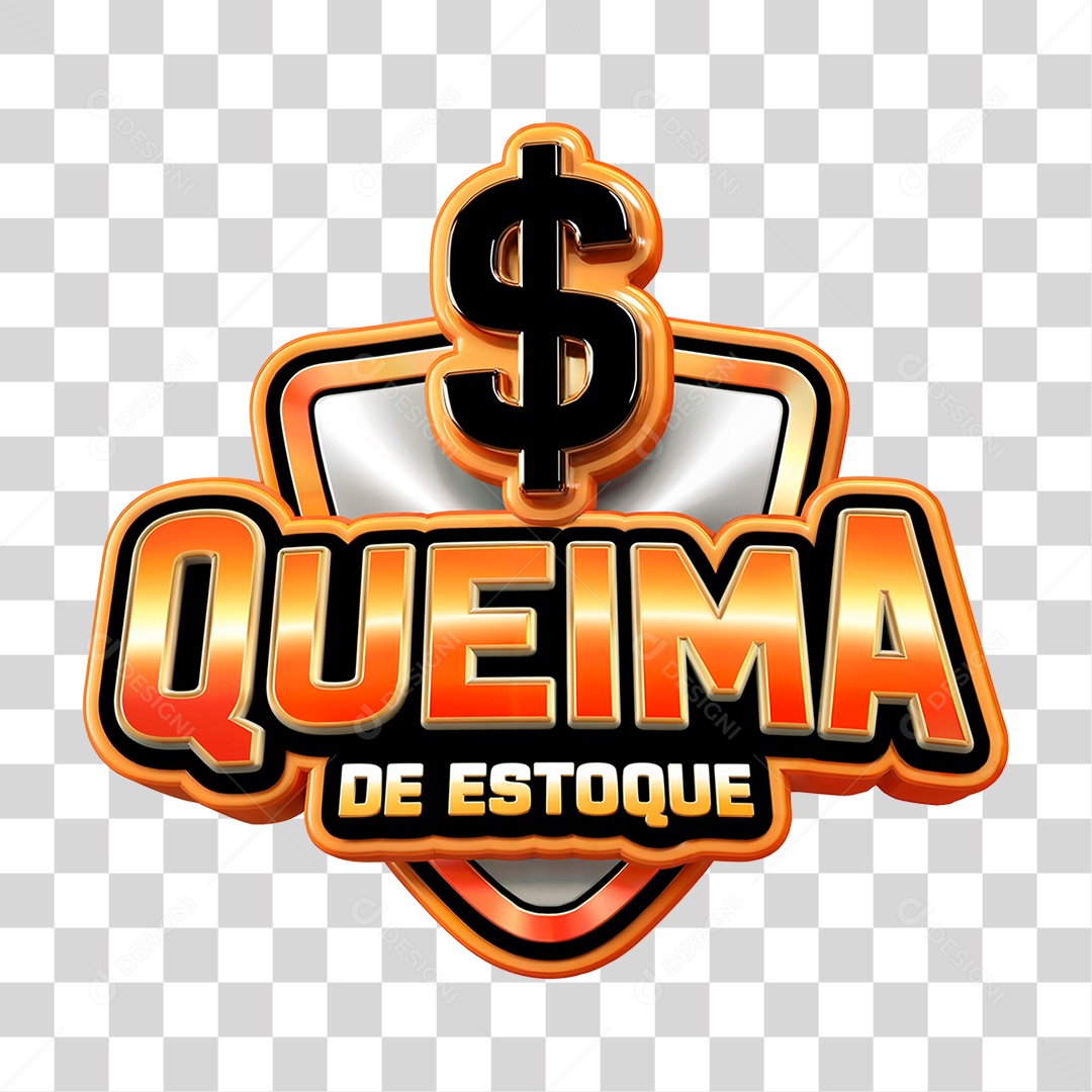 Selo 3D Queima de Estoque PNG Transparente