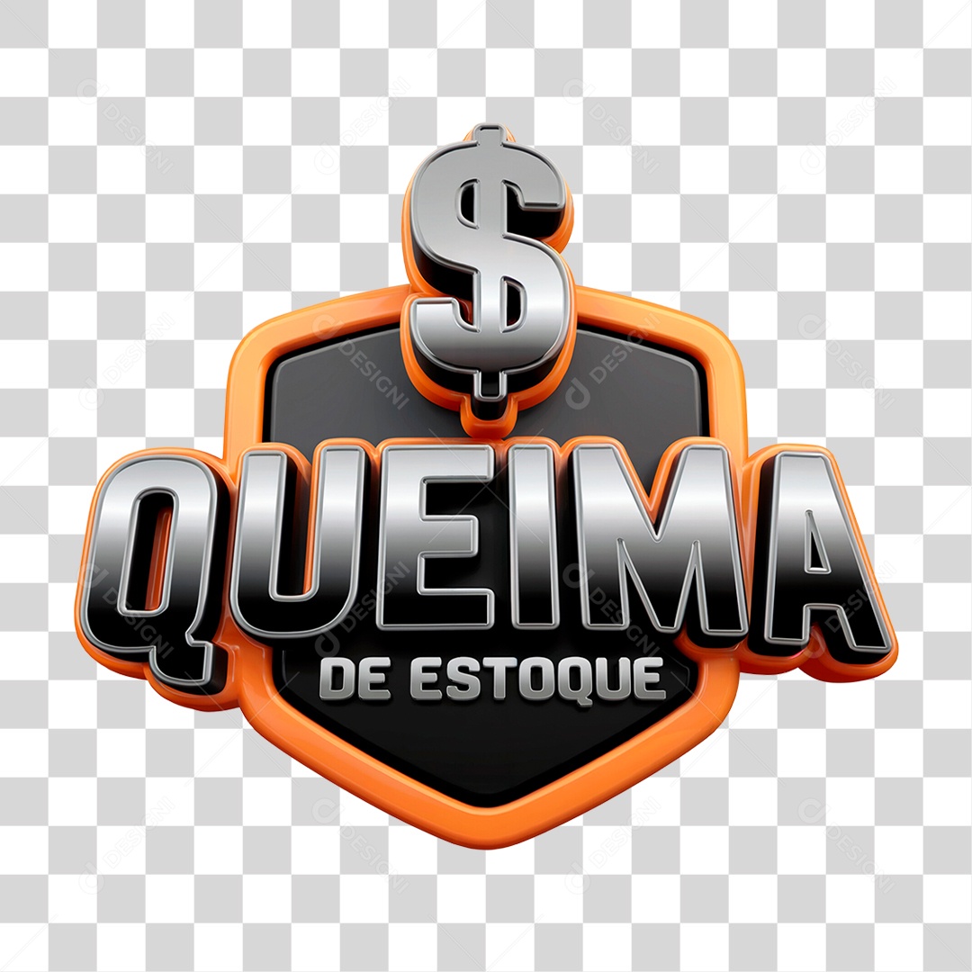 Selo 3D Queima de Estoque PNG Transparente