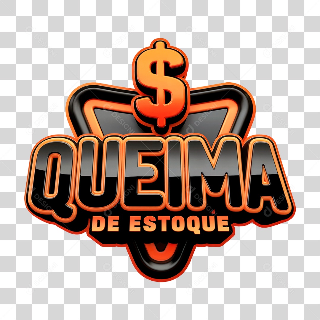 Selo 3D Queima de Estoque PNG Transparente