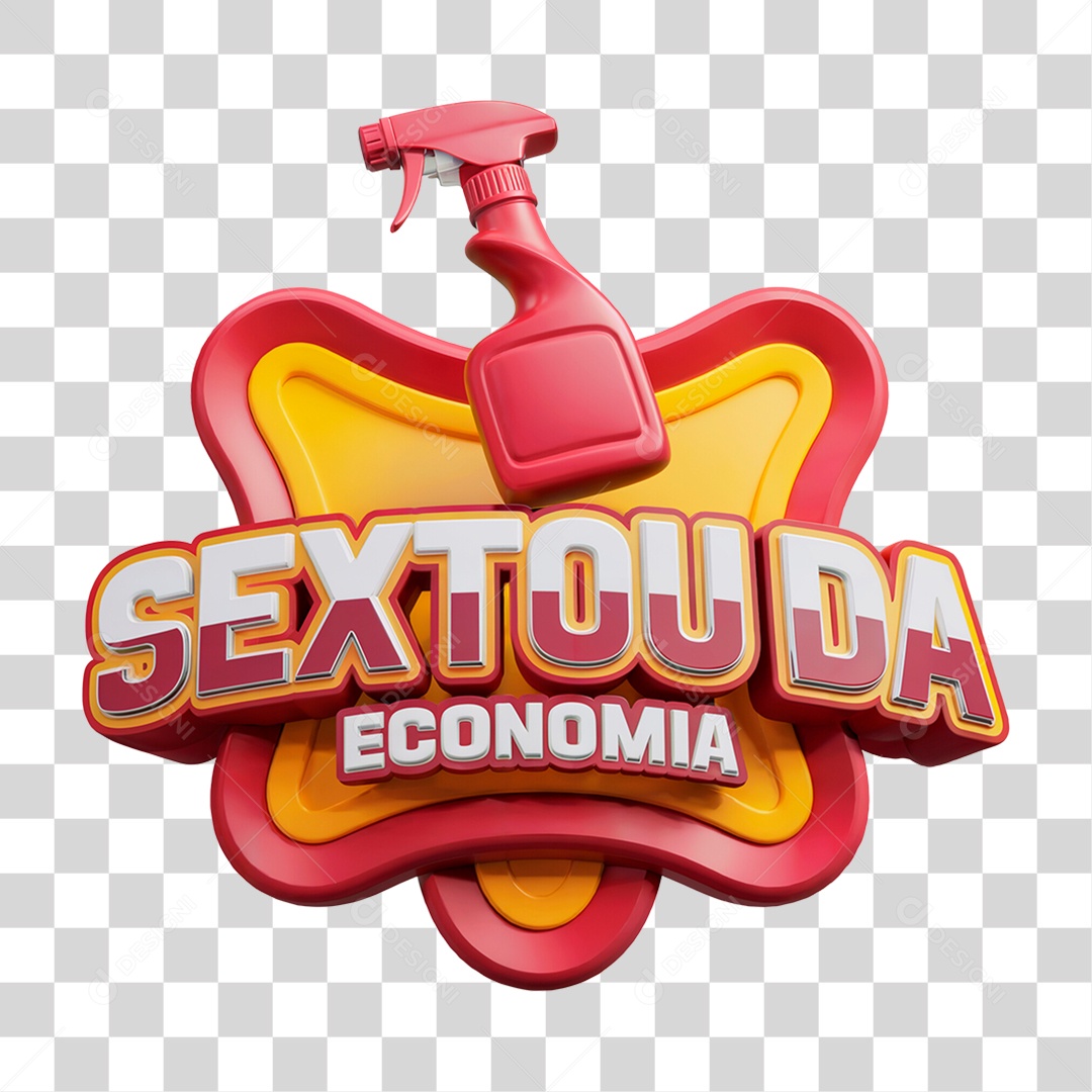 Selo 3D Sextou da Economia Vermelho Para Composição PSD