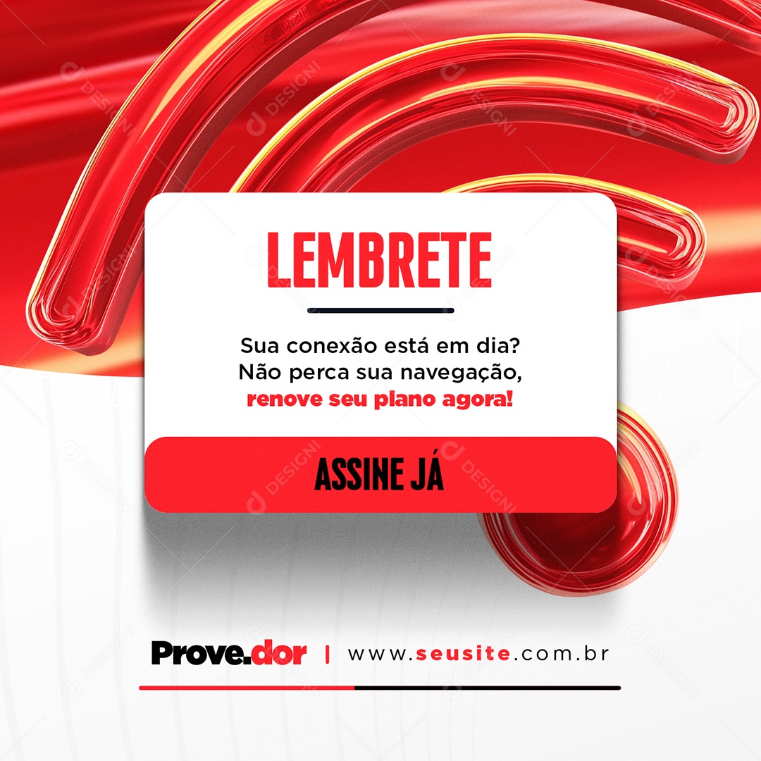 Internet Lembrete Assine Já Social Media PSD Editável