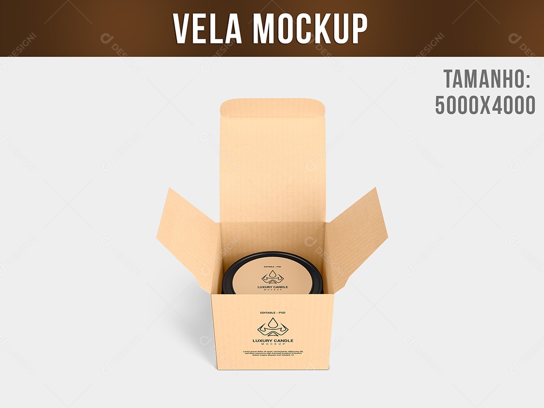 Mockup De Vela Dento Da Caixa Cor Berge PSD Editável
