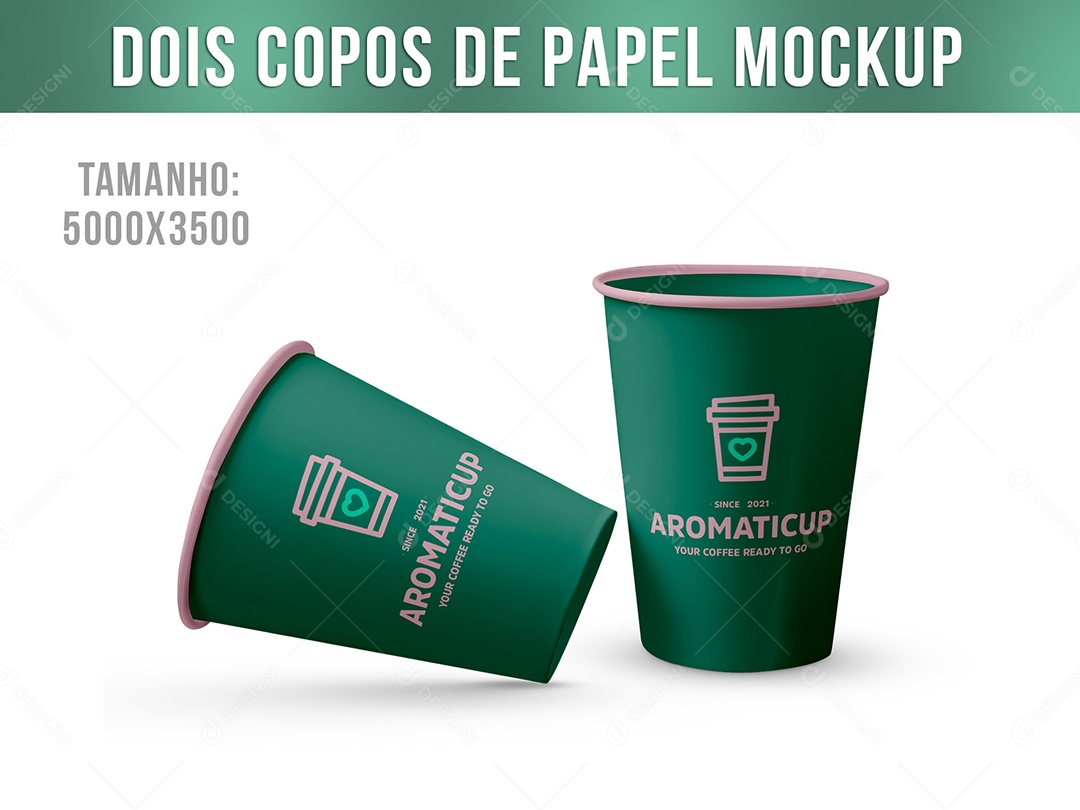 Mockup De Dois Copos Na Cor Verde PSD Editável