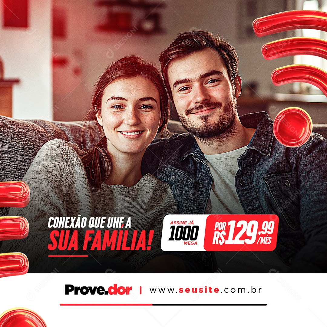 Internet Conexão Que Une a Sua Família Social Media PSD Editável