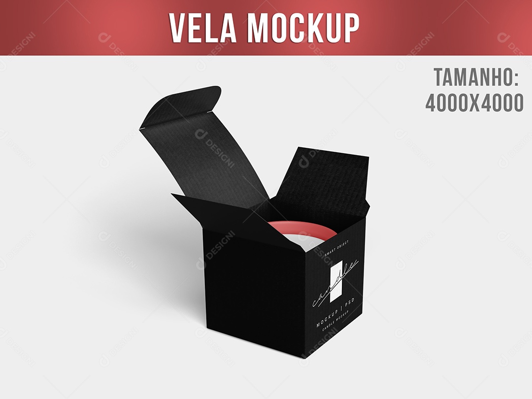 Mockup De Vela Dentro Da Caxa Preta PSD Editável